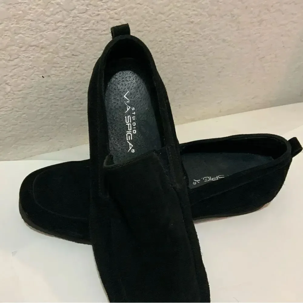 Via Spiga Studio Black Suede Men Loafers Size 10.5 M LikNew